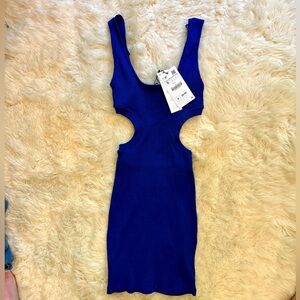 Zara blue cut out dress size small